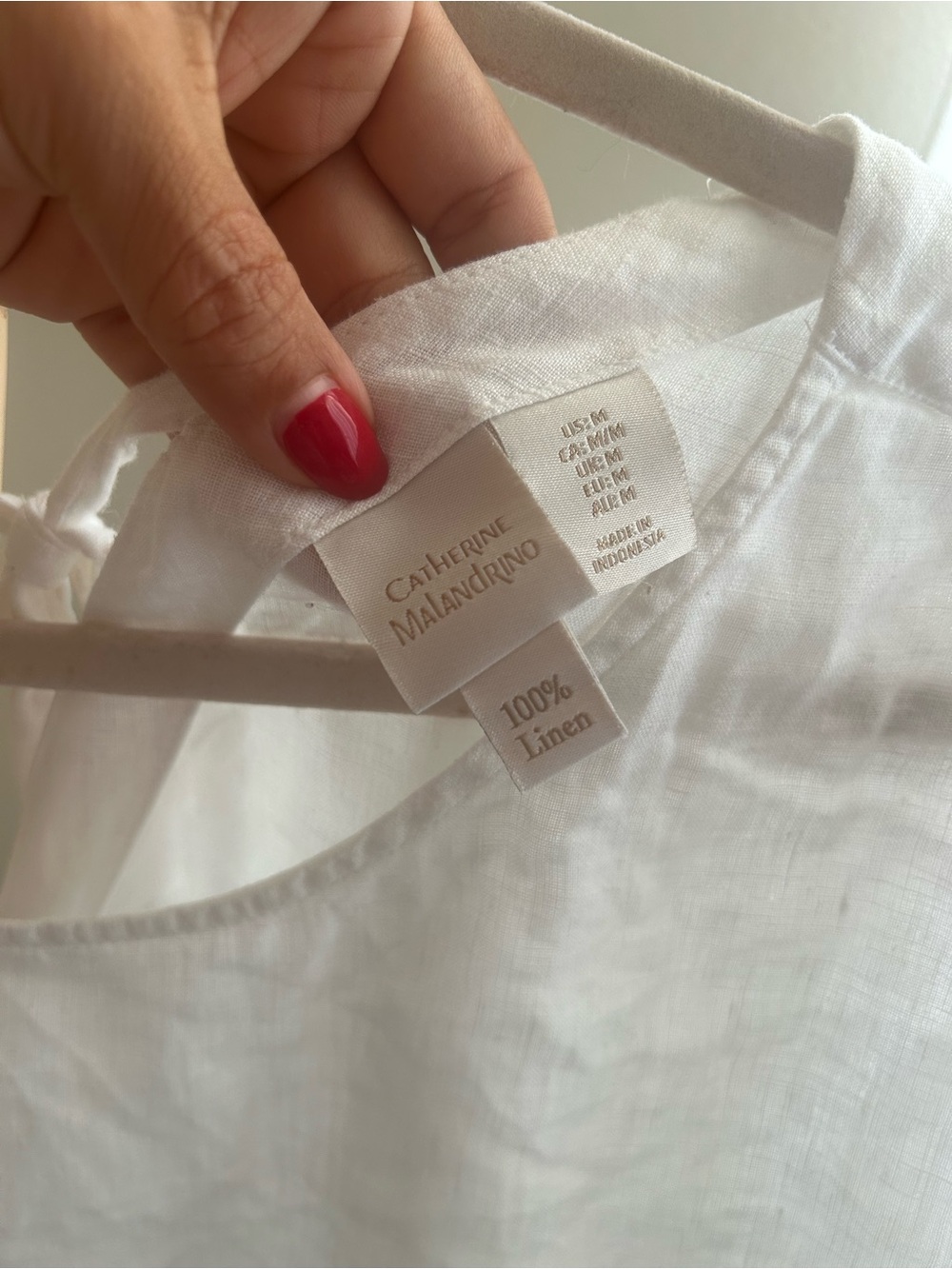 Catherine Malandrino White Linen Short-Sleeve Tie-Back Blouse - Picture 3 of 3